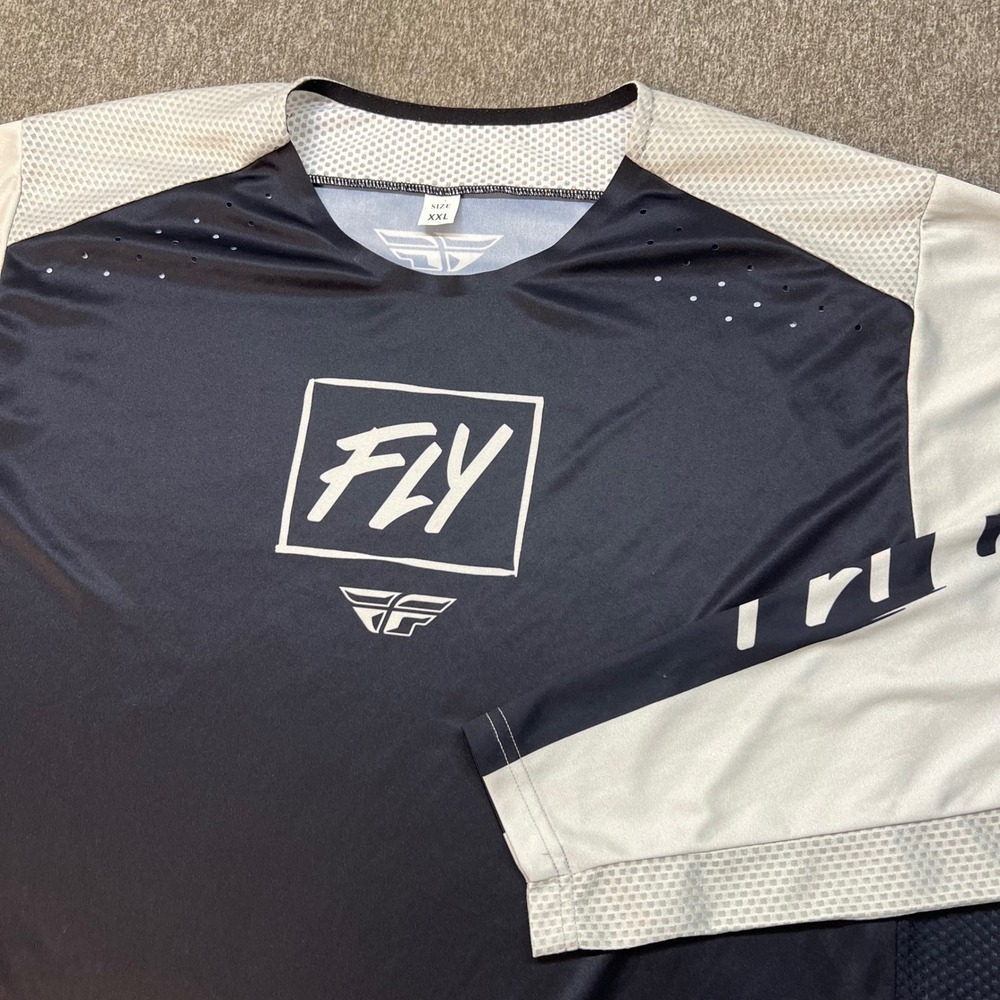 Fly Racing Mens Motocross Jersey XXL Black White Long Sleeve BMX MTB Off-Road